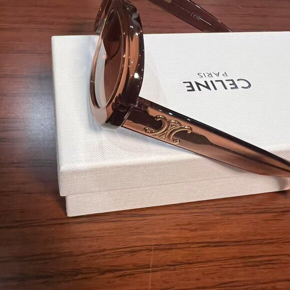 CELINE Triomphe 01 Sunglasses In Acetate BROWN CRYSTAL - Picture 5 of 7